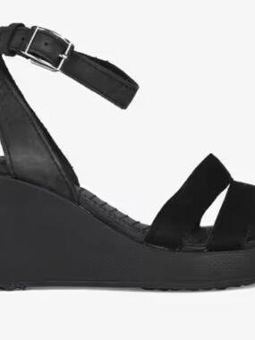 CROCS Black Platform Wedge Sandal with Ankle Strap